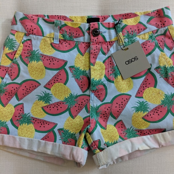 ASOS Watermelon and Pineapple Jean Shorts Size 4 - Picture 7 of 7